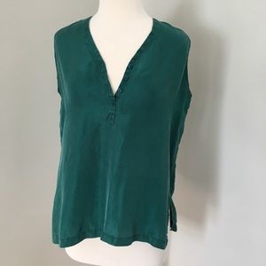 Vintage Backroad Blues 100% Silk Button Front Tank